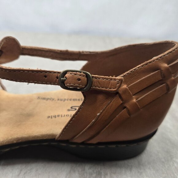 Softspots Huarache Flat 9.5 Wide Fit Brown Woven Strappy Comfort Boho Sandals - Picture 9 of 12